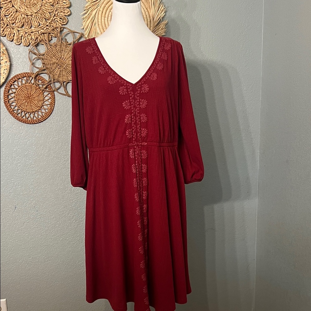 Torrid Deep Red Long Sleeve Dress
